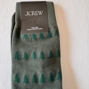 J.Crew Women's Green Holiday Tree Pattern Crew Socks NWT